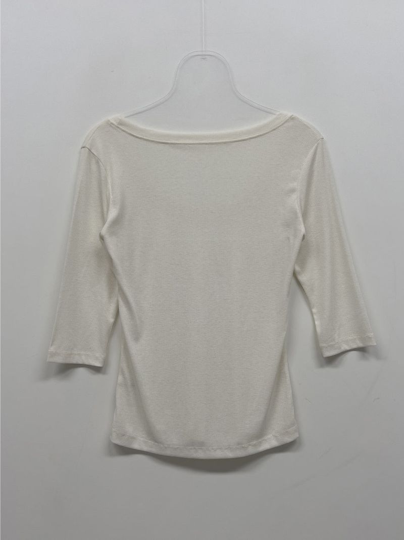 Ribbed Deep U-Neck Crop T-Shirt
