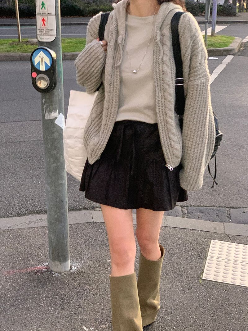 [MADE] Sorbet Twisted Knitted Hooded Cardigan