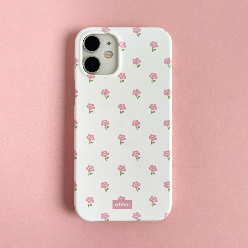 pink rose glossy hard phone case