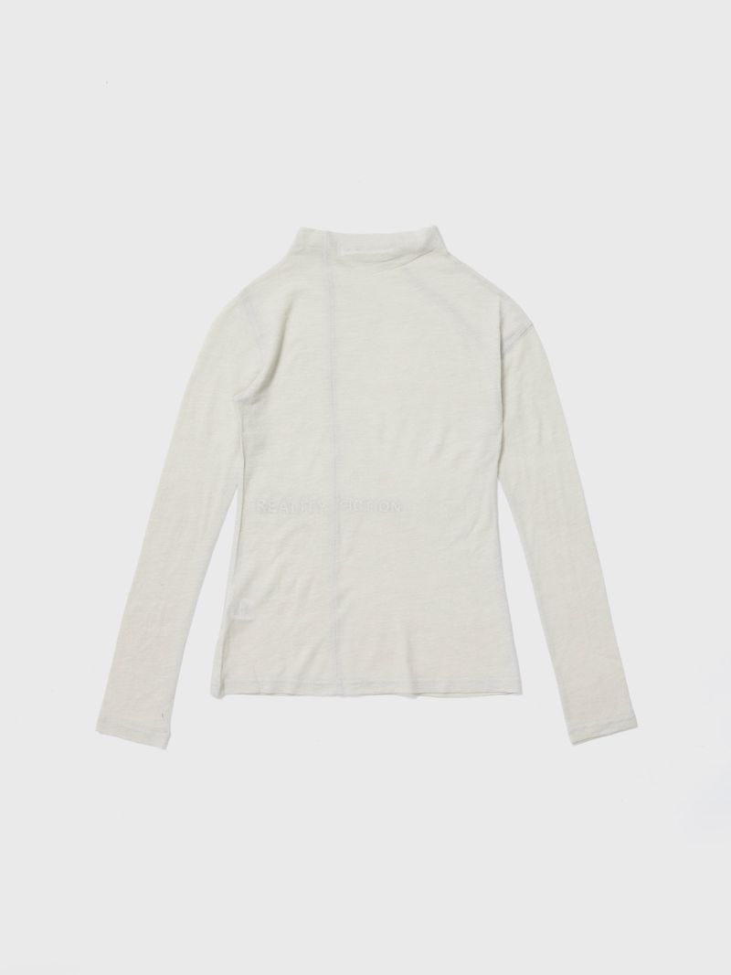 Unbalanced Stitch Turtleneck Tee Light Grey