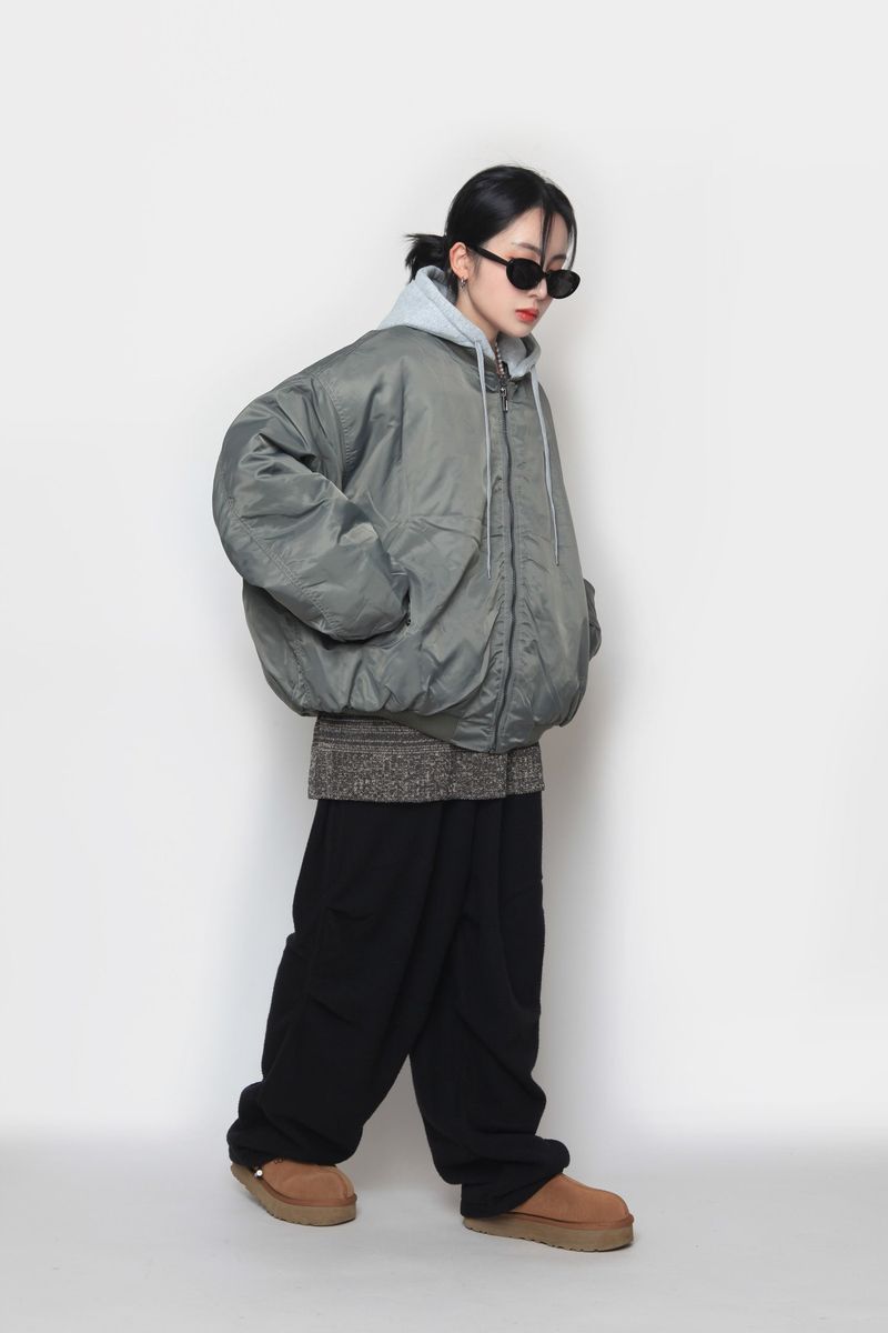 Hooded aerial jumper padding