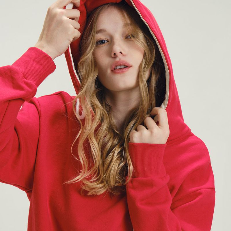 Half Zip-up Hoodie Sweatshirts Red