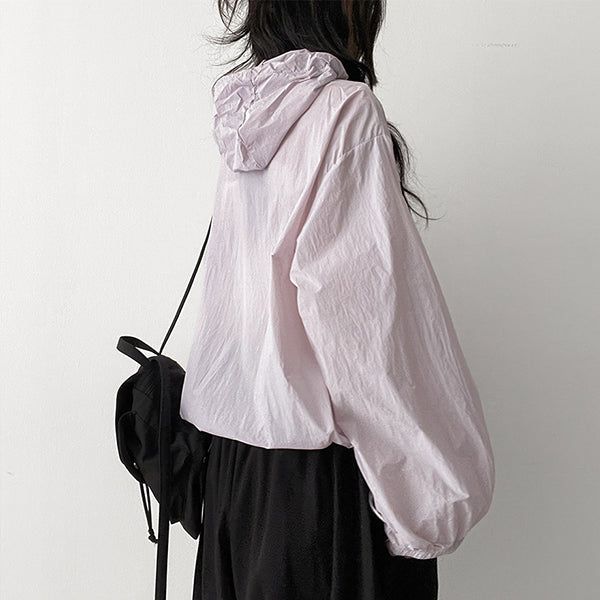 Pastel Cool Tone Hooded Zip-Up Windbreaker (5 colors)