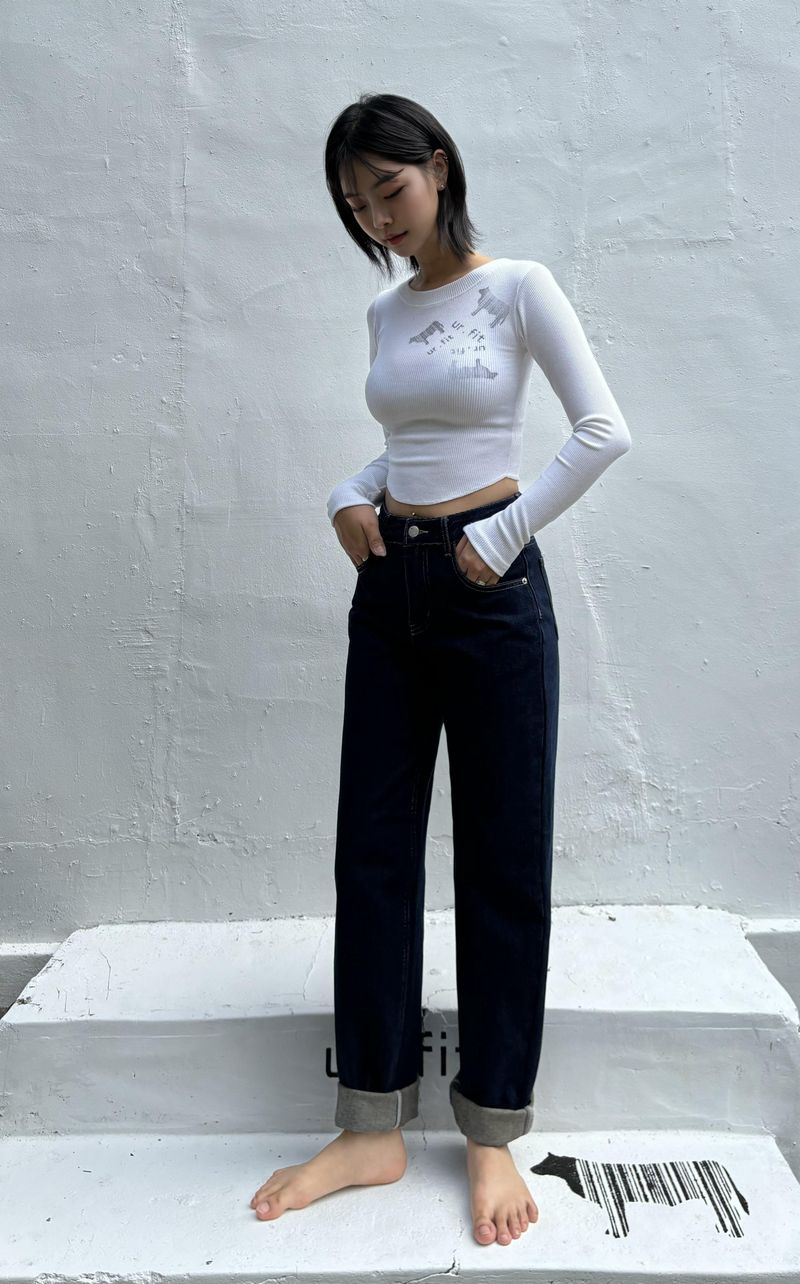 DARK BLUE STANDARD FIT DENIM PANTS code 23003