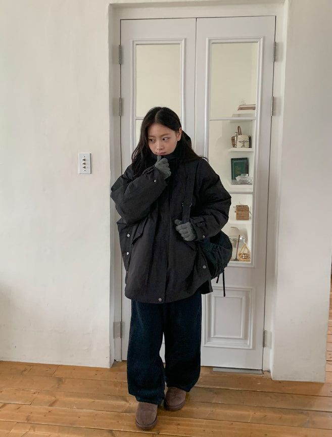 Shoel Hooded Half Duck Down Padded Jumper