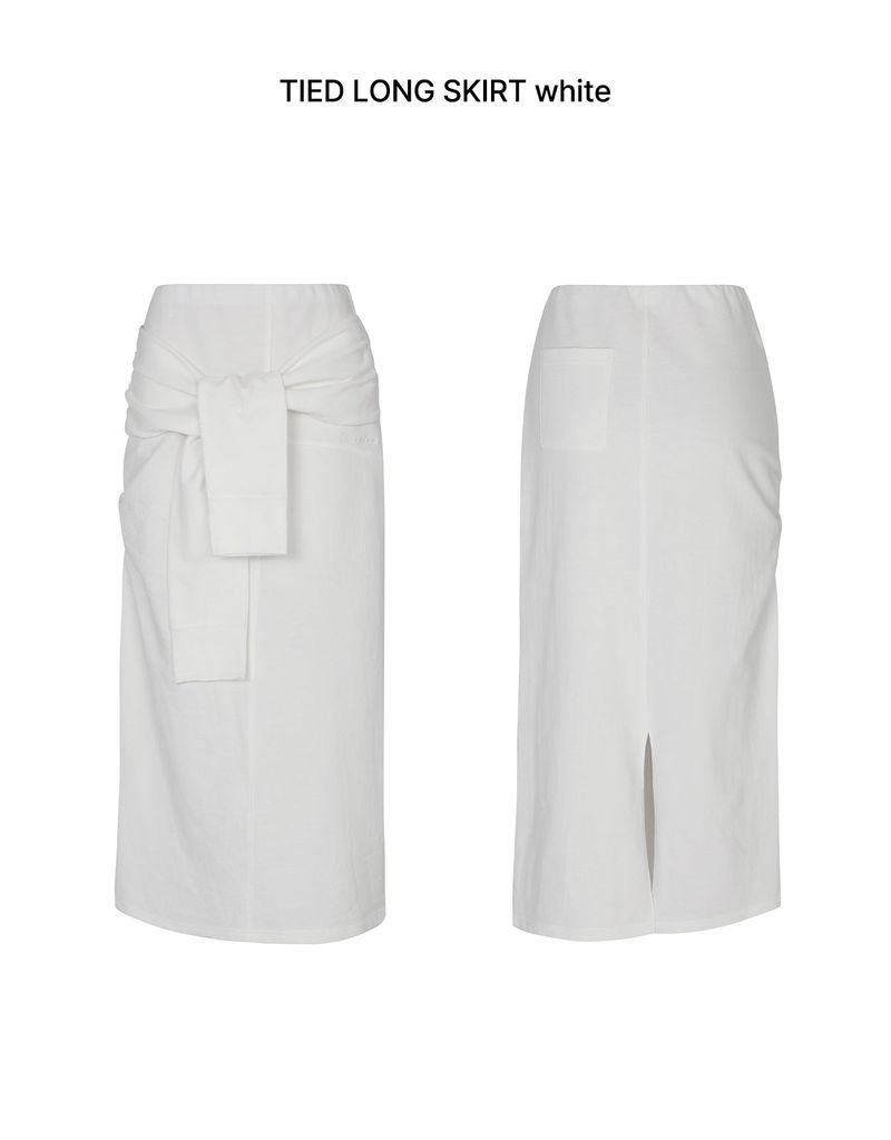 TIED LONG SKIRT white