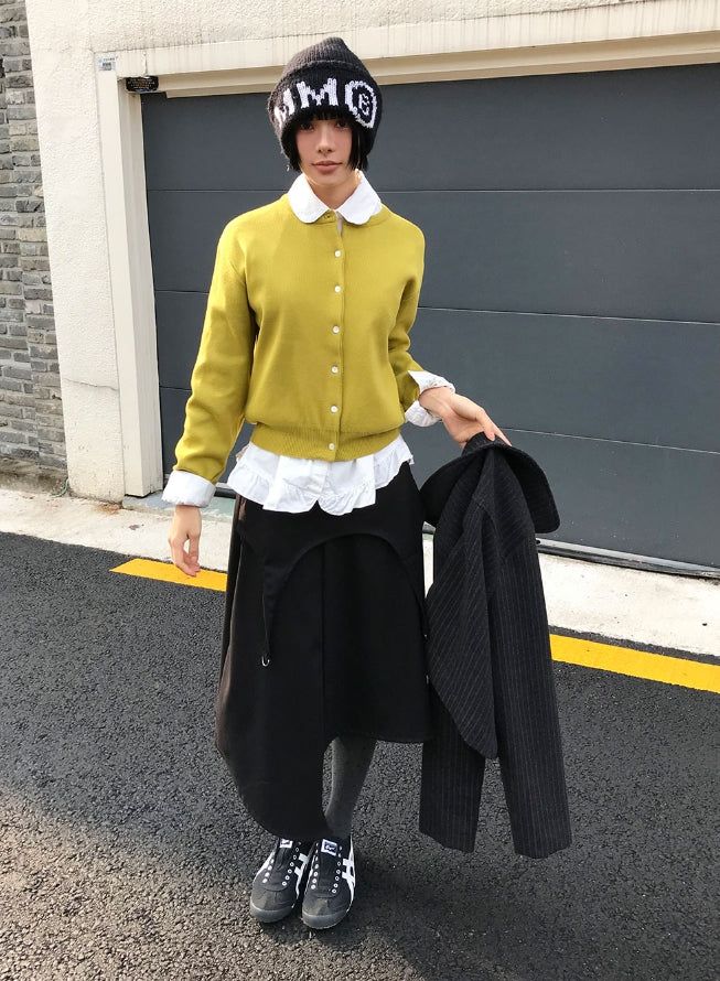(WOOL) D-RING UNBALANCE SKIRT
