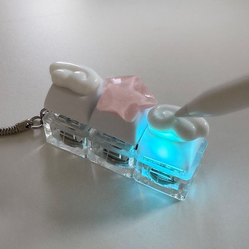 RGB LED Angel Wing Keyboard Key Cap Chaing Ring Charm 3KEY TYPE