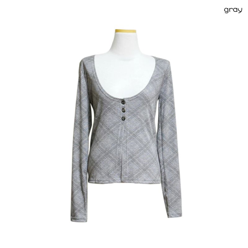 (3color) Blurred Argyle Slit Cardigan