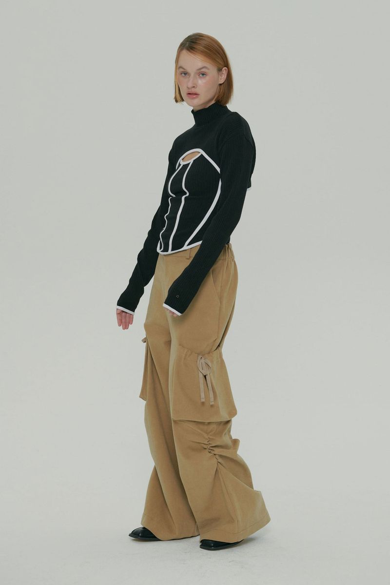 POCKET SHIRRING WIDE PANTS / BEGIE