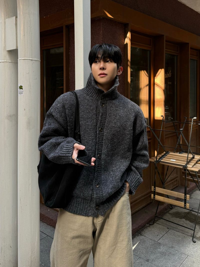 Eden high neck knit cardigan