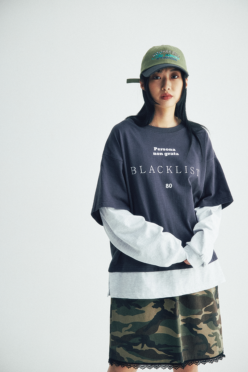 Blacklist lettering Layered tee (Charcoal/Grey)