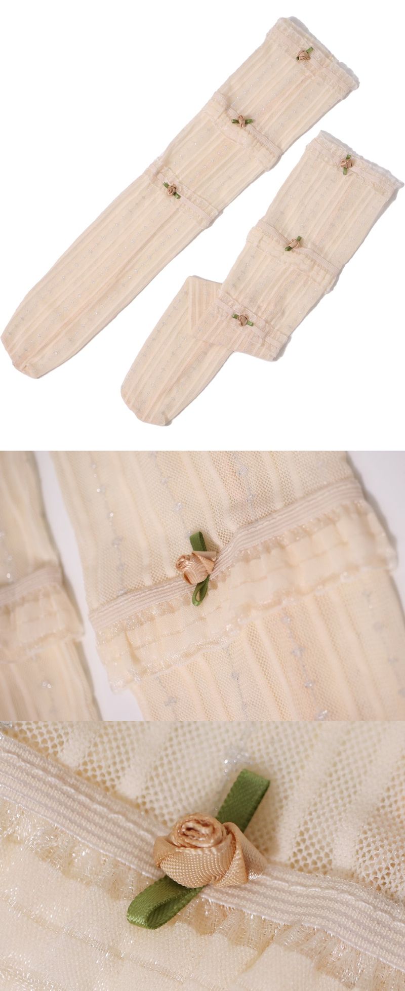 mini flower half stockings (beige)