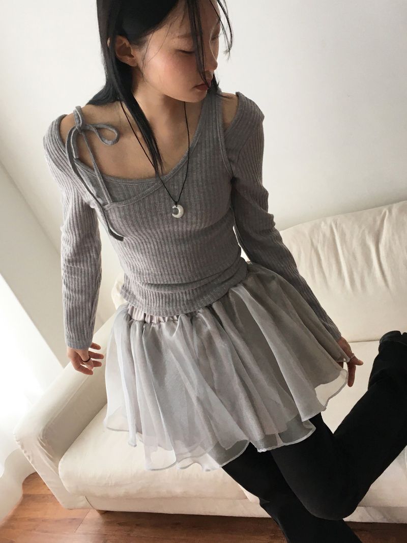 Weil organza layered flare miniskirt