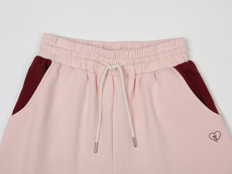 CONTRAST SLIT SHORT SWEATPANTS (PINK)