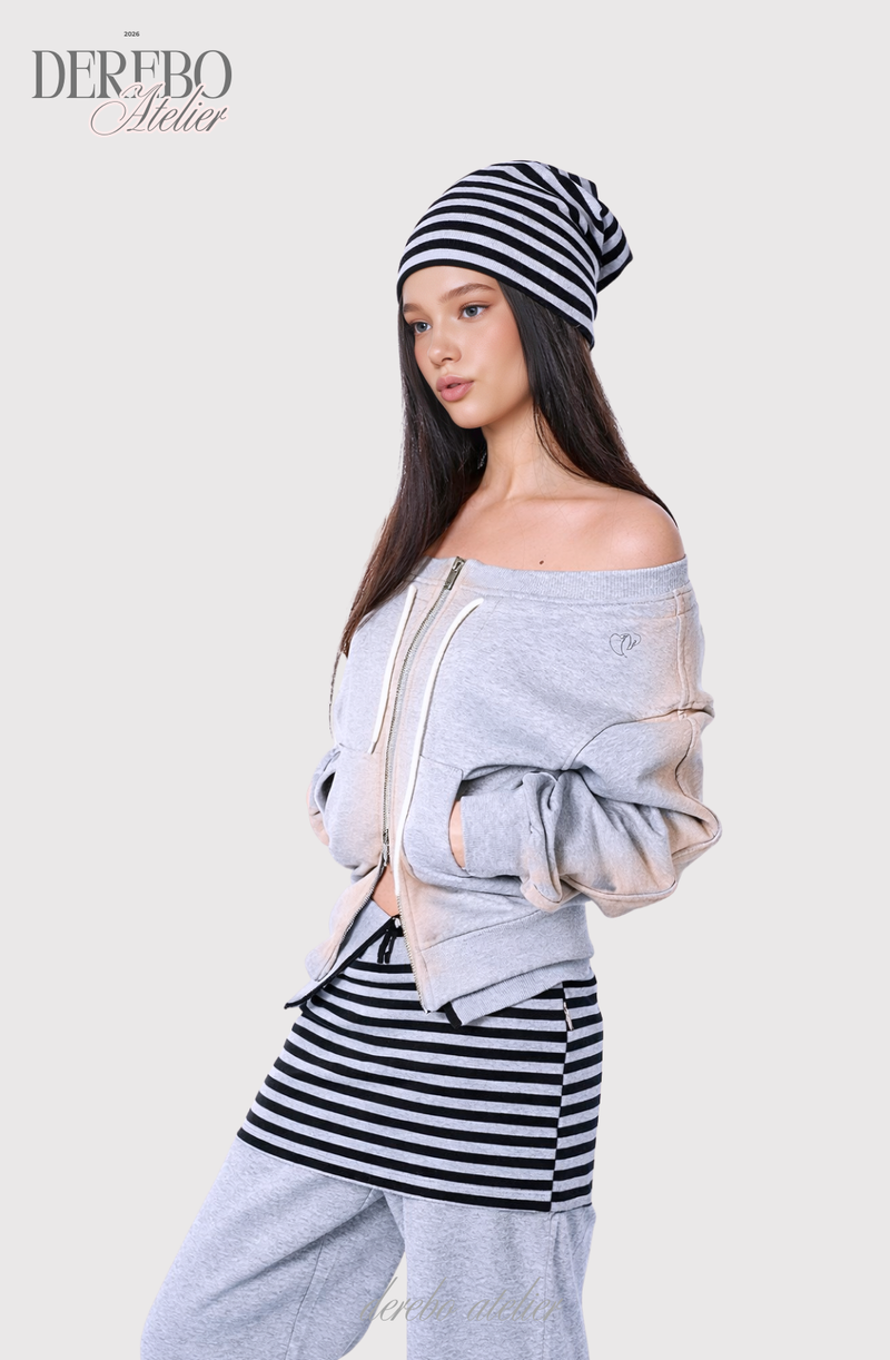 Gradient Off-Shoulder Zip-Up (PANTS)