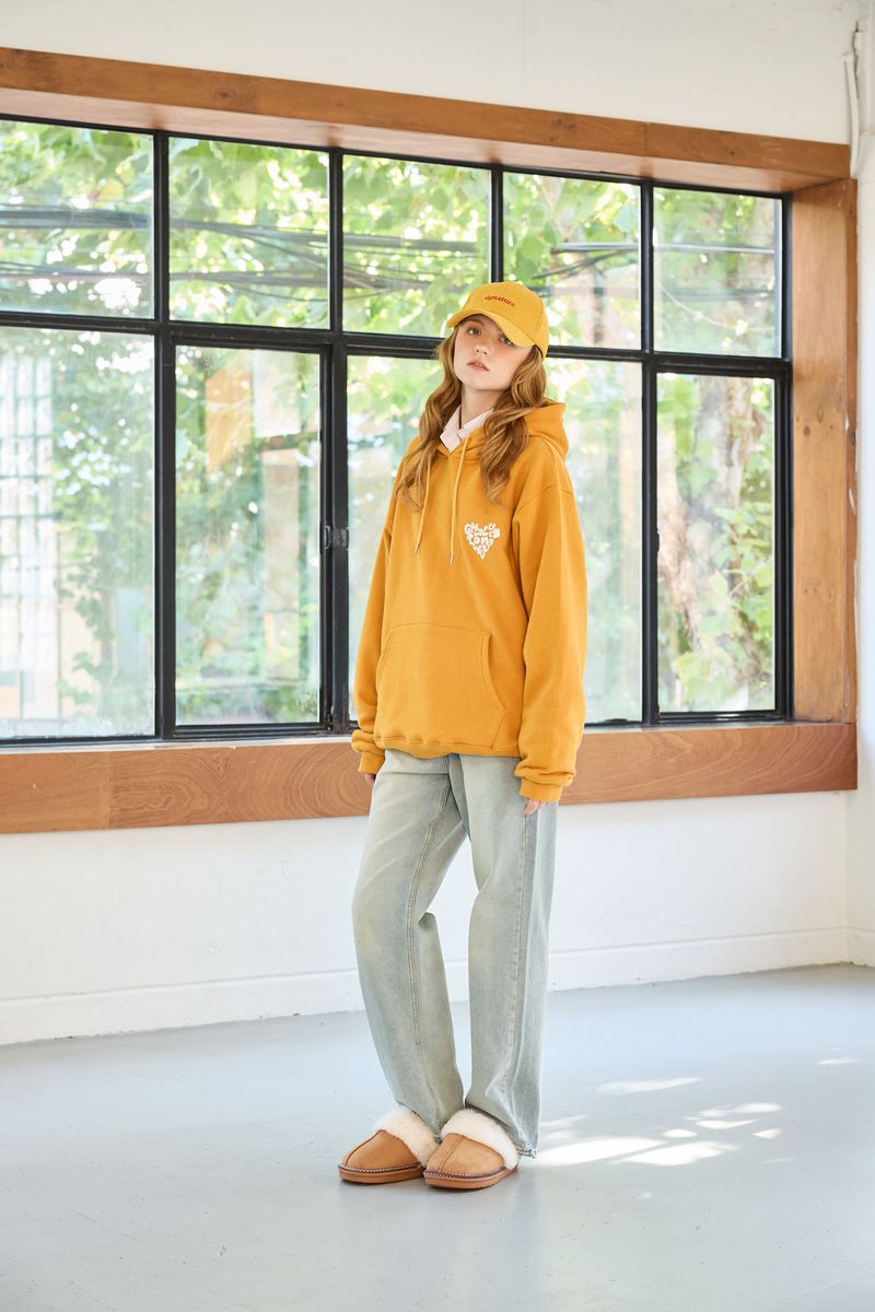 GOODLUCK HEART HOODIE / MUSTARD