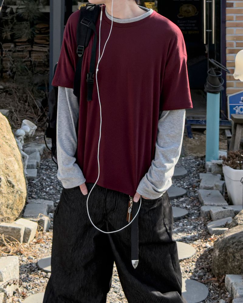 Mix Layered Long Sleeve T-Shirt