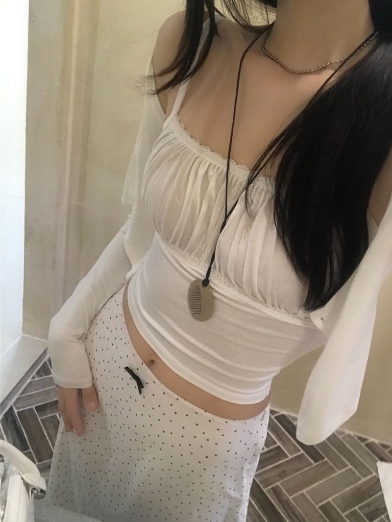 White Pure Dot Midi Skirt