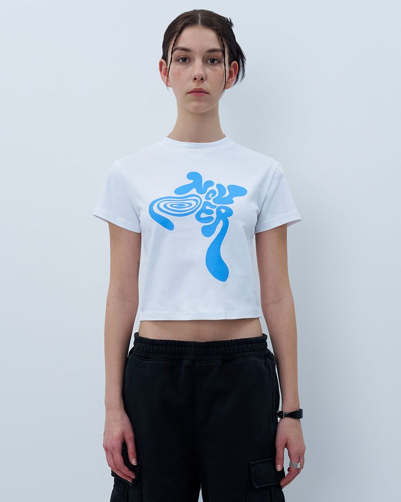 TWISTED LOGO CROP TSHIRT-WHITE