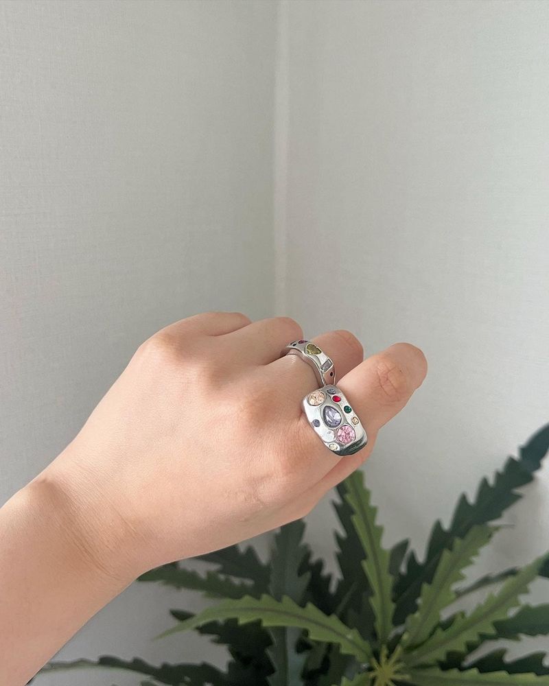 [aespa/Nmixx/Wooah/TNX] Silver gemstone ring_2