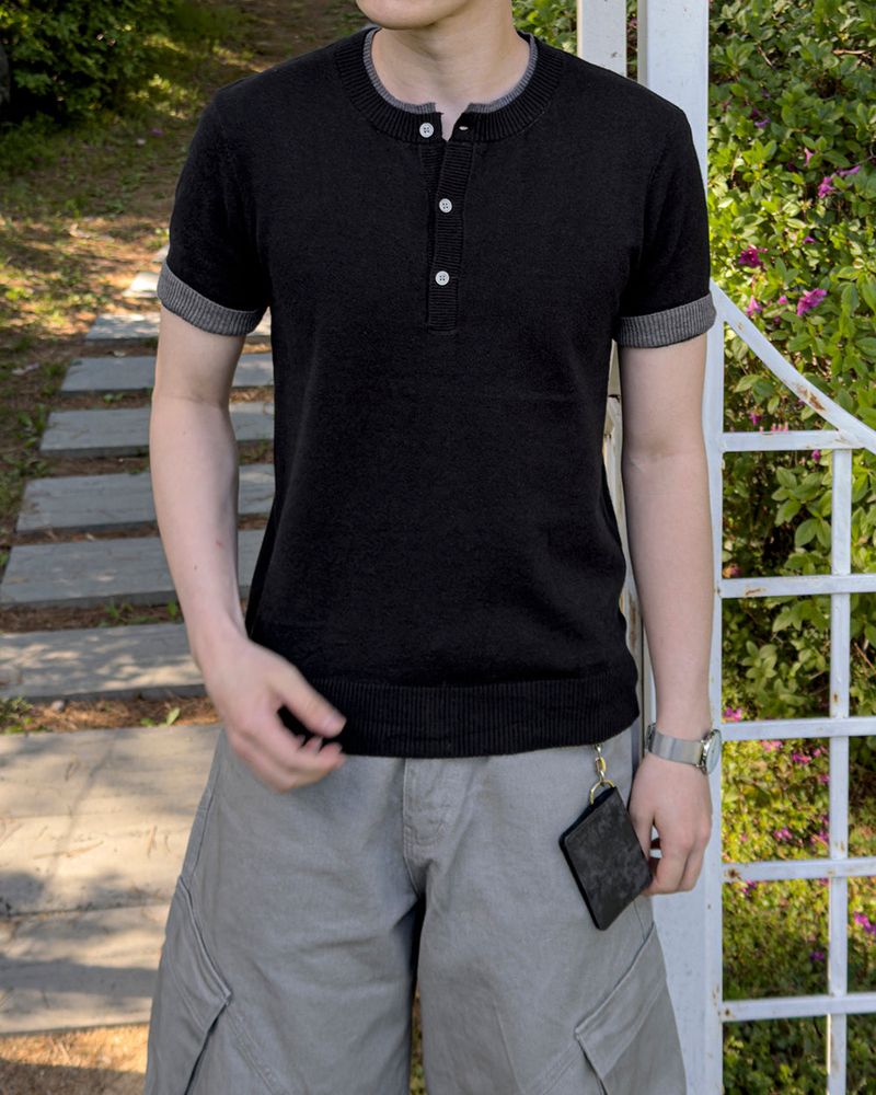 Eren Layered Henley Neck Knit