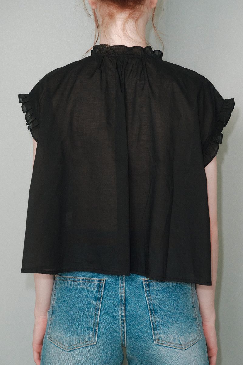 Flower Garden Stitch Blouse [Black]