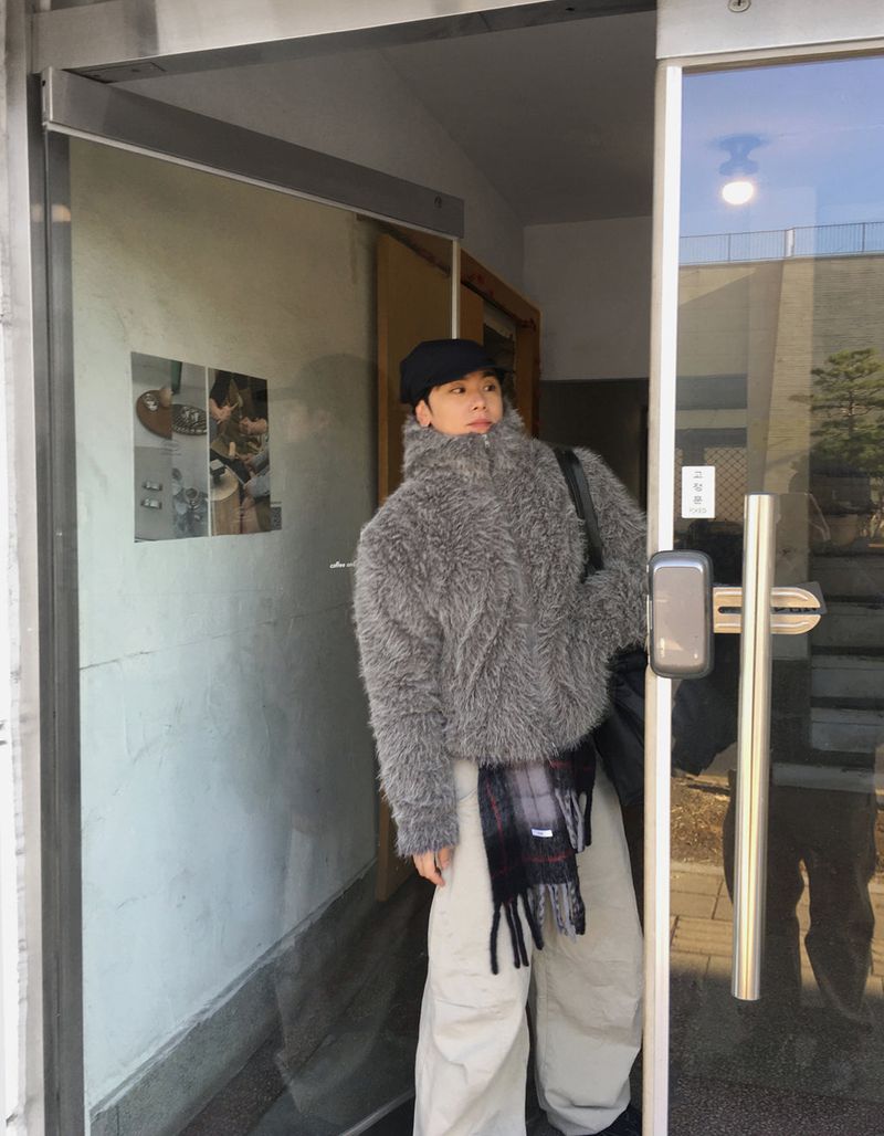 No.1541 boucle fur hood JK