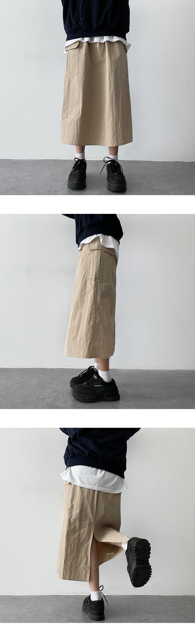 Two Ring Back Slit Banding Cargo Skirt