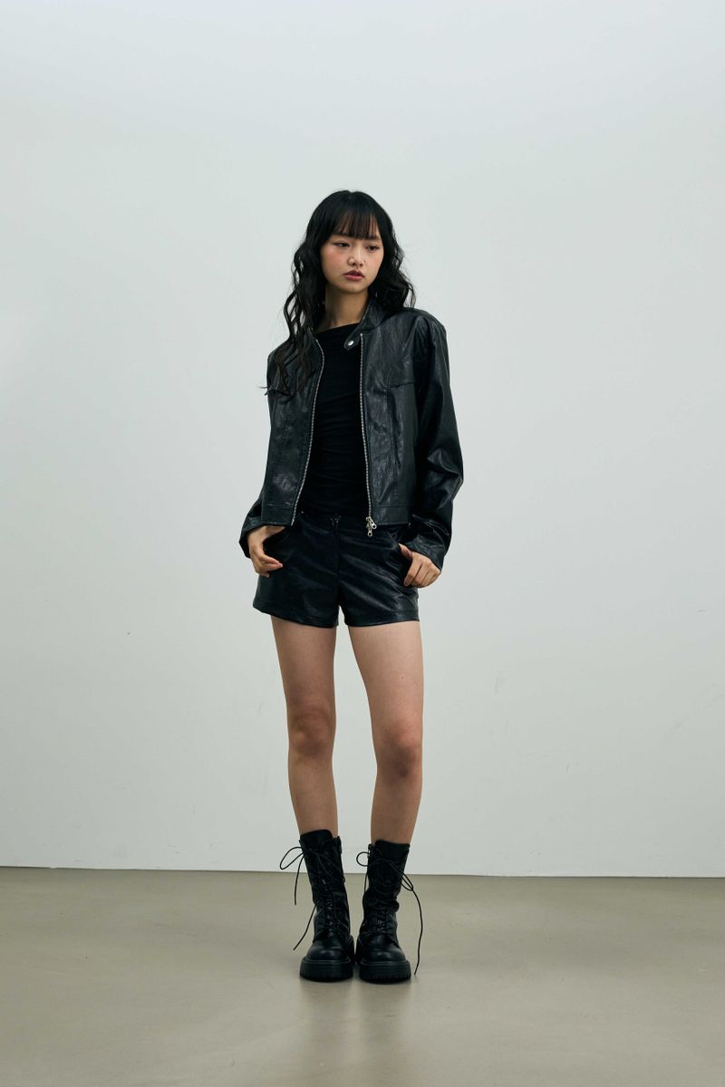 CLARI FAUX LEATHER JACKET / BLACK