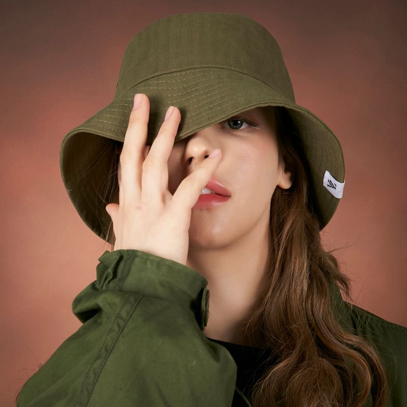 Herringbone label bucket hat KHAKI