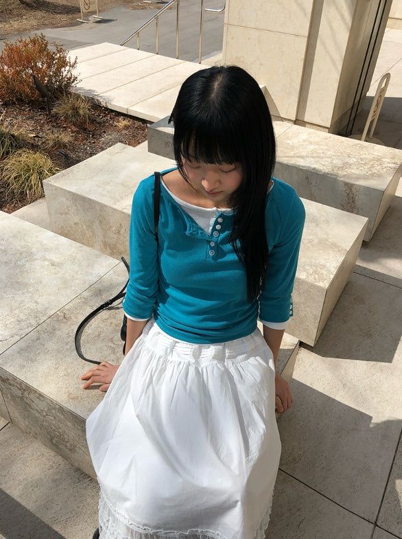 26SS★ [MADE] Oeun Round Button Three Quarter Sleeve T-Shirt
