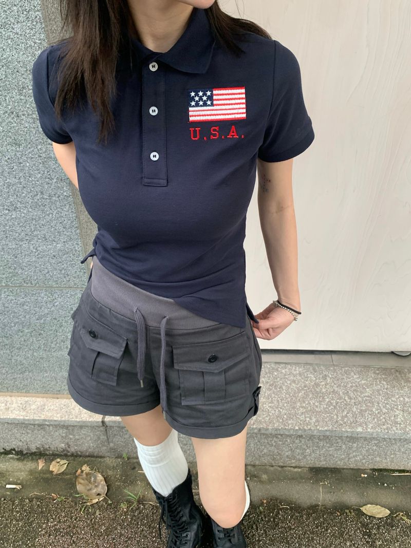 Rover Buckle Cotton Cargo Roll-Up Shorts (4c)