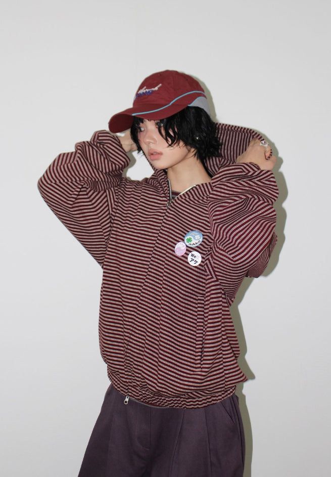 NERD STRIPE HOOD ZIP-UP