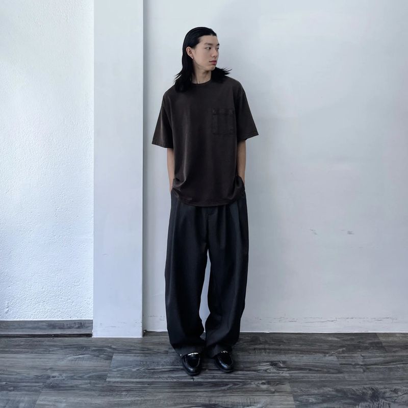 Curved Striped Balloon Trousers(Elastic Waist)