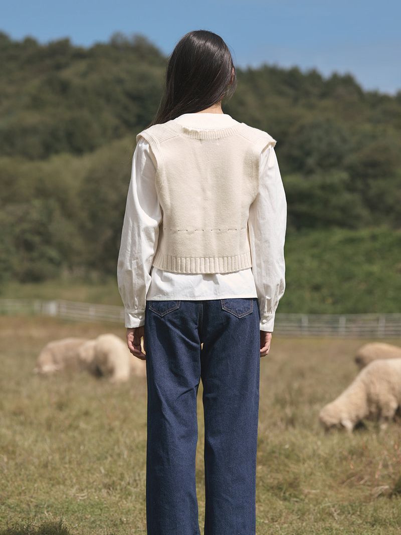 Petite Ribbon Knit Vest (2colors)