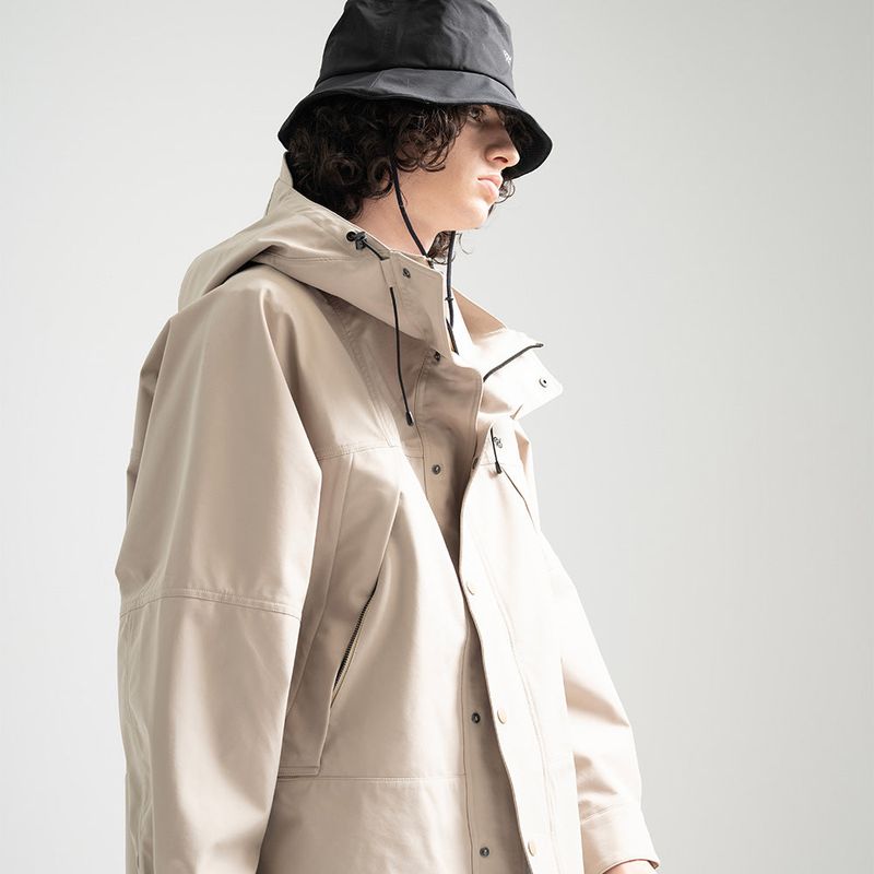 3 Layer Hard Shell Long-Jacket - BEIGE