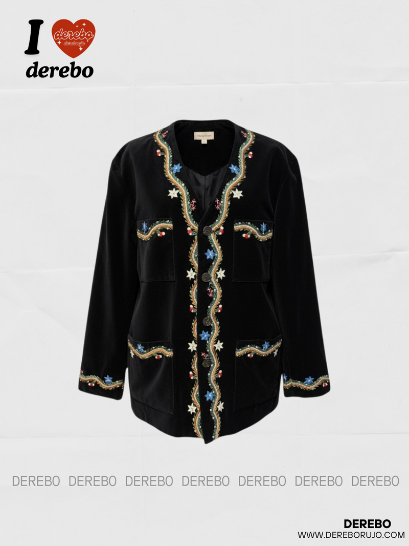dereborujo（ドレボルゾー）の「フレンチベルベットエンブロイダードノーカラージャケット（ジャケット/アウター）」