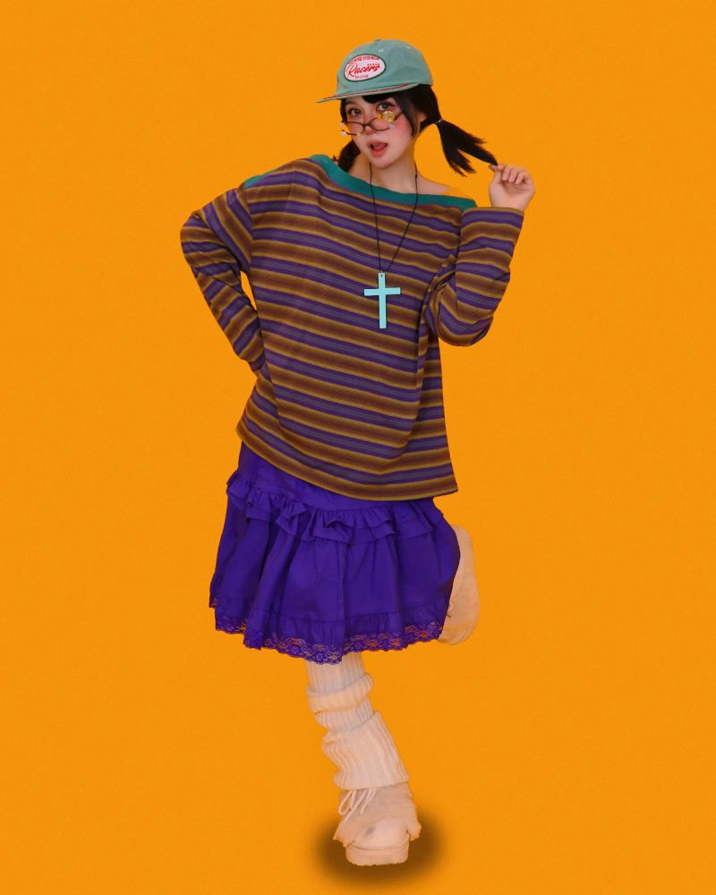 Aoi striped box long T (2color)