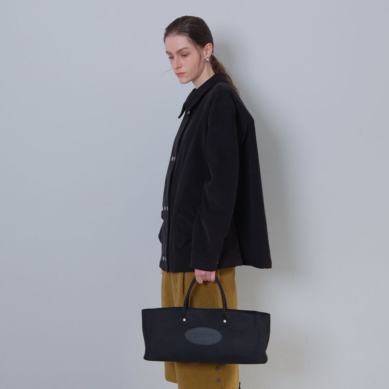 Black Corduroy Double Button Jacket