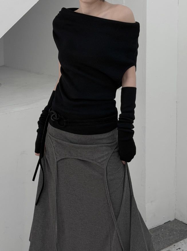 3-piece set Unbalanced hand warmer one-off tee