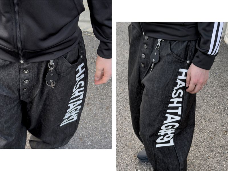 Vector graphic wide denim pants