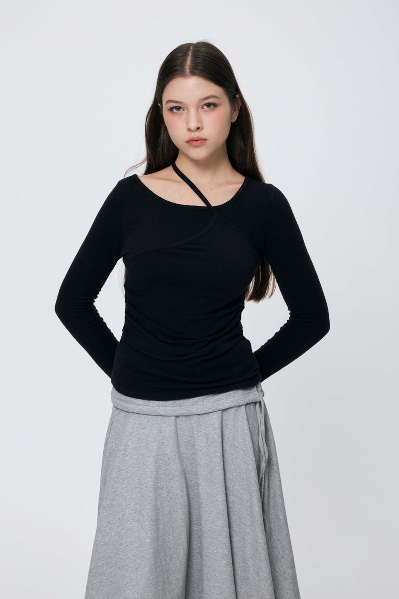 MUREN SHIRRING TOP / BLACK