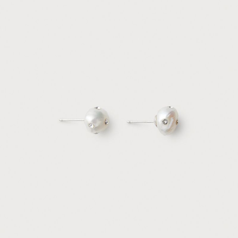 Irregular Polkadots Earrings, White