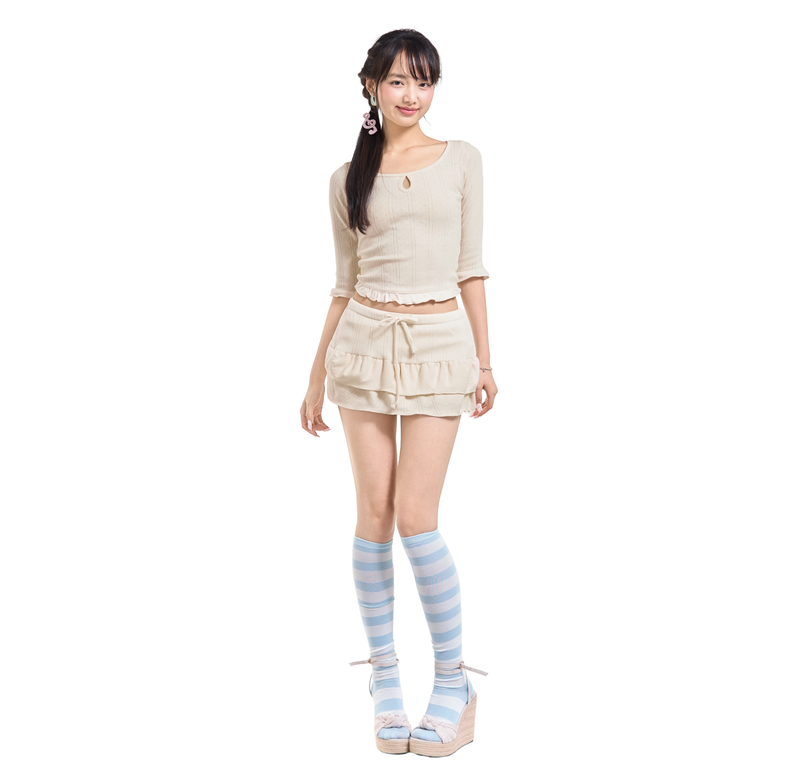 BLOSSOM PICOT MINI SKIRT [IVORY]