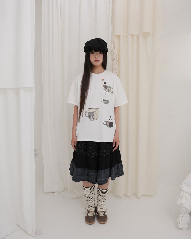 TEA CUP CROCHET T-SHIRT / WHITE