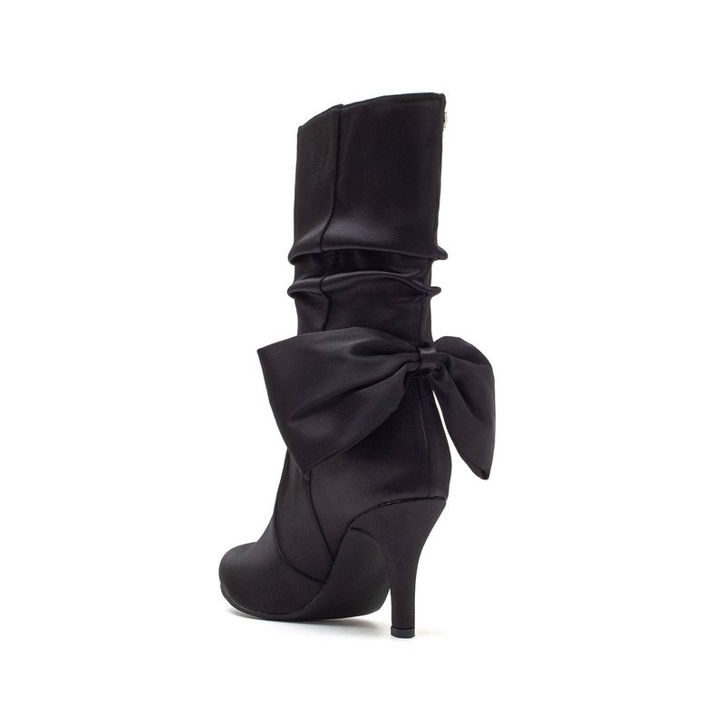 Satin Ribbon Boots Heel(Black)
