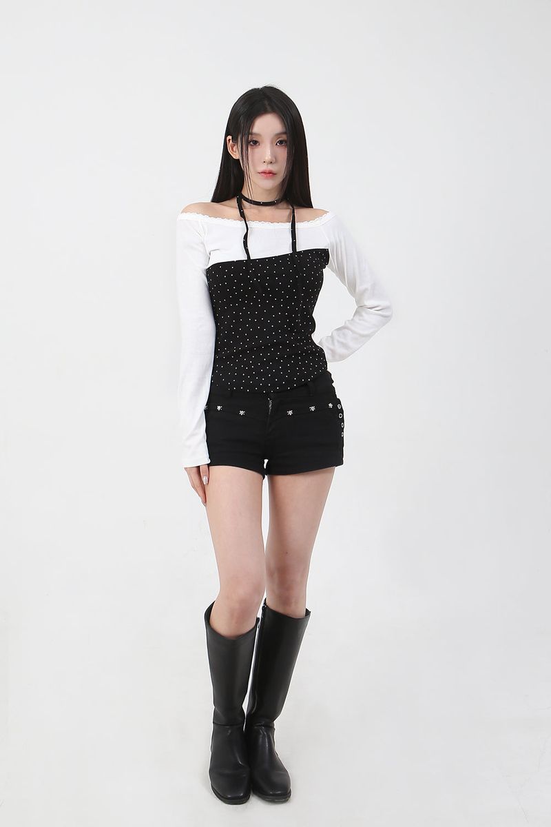 Lace Mini Star T-shirt_black