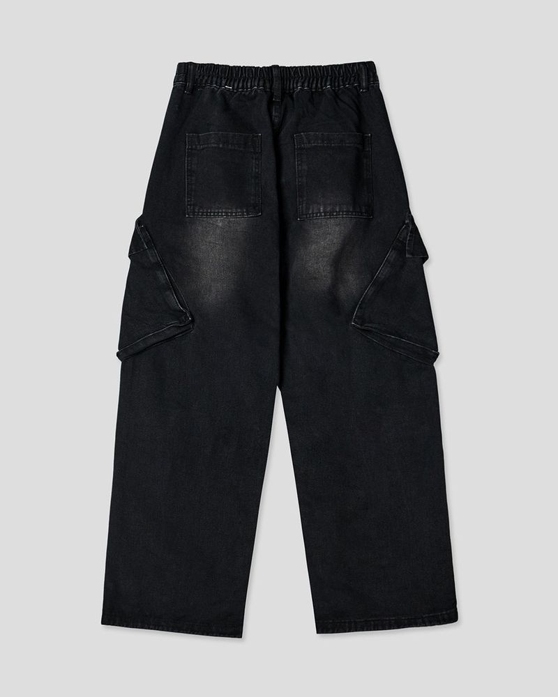 Sel Distressed Cargo Wide Denim