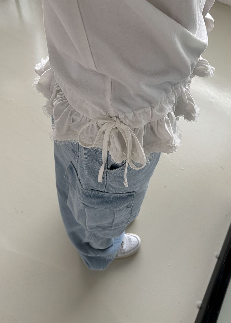 LACE FRILL LONG SLEEVE TEE